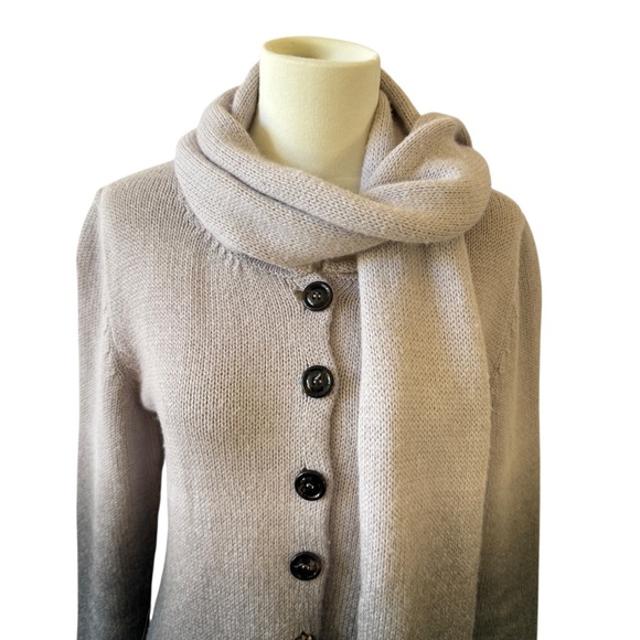 MARC CAIN SWEATER CARDIGAN SCARF SET WOOL ALPACA BLD COZY CHIC LUXURY KNIT 2 - Picture 3 of 12